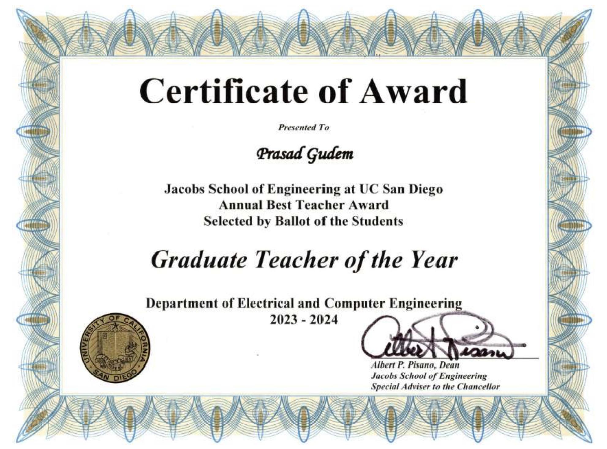 Certificate from 2024